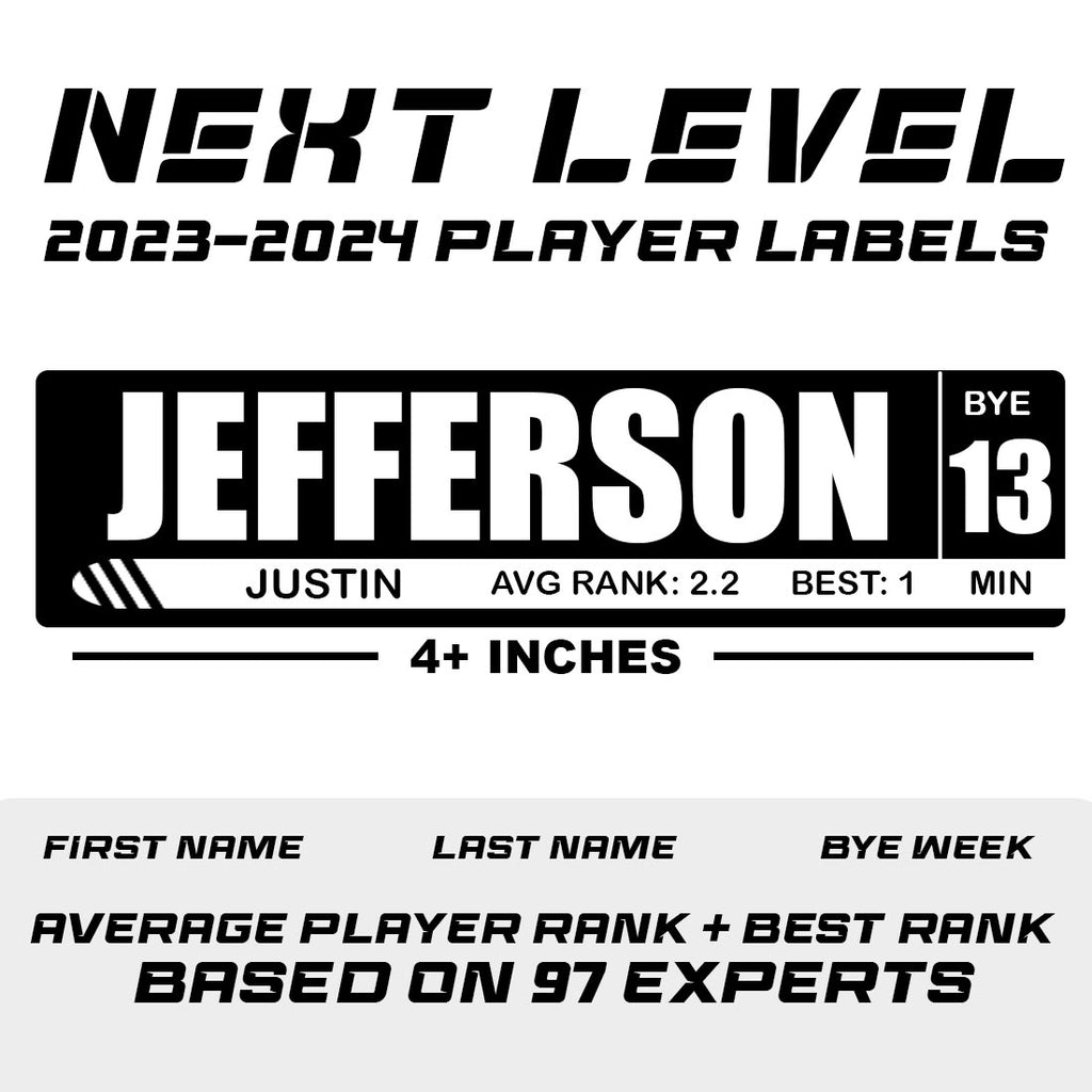 Next-Level Fantasy Football Draft Board Player Labels [Updated 2023-2024  Rookies]