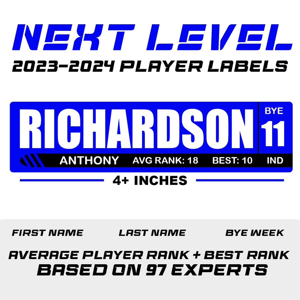 Next-Level Fantasy Football Draft Board Player Labels [Updated 2023-2024  Rookies]