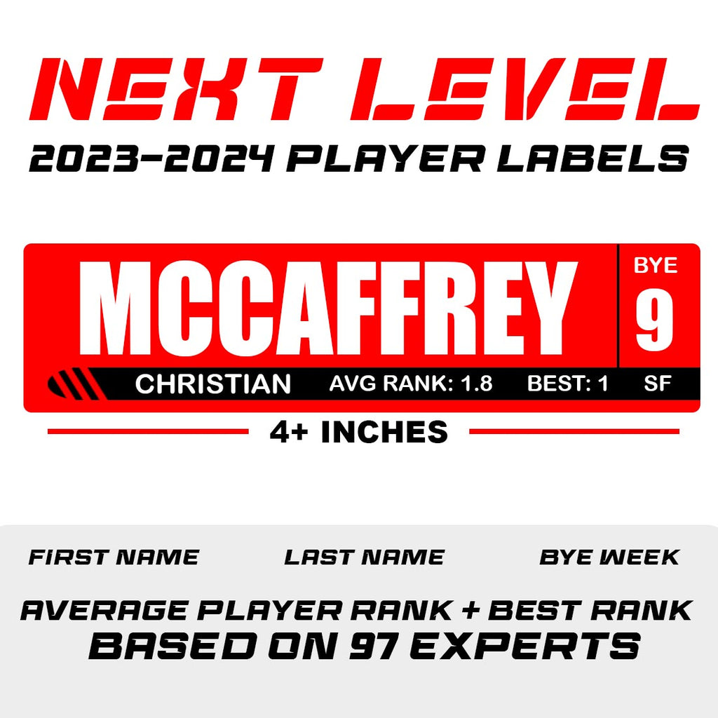 Next-Level Fantasy Football Draft Board Player Labels [Updated 2023-2024  Rookies]