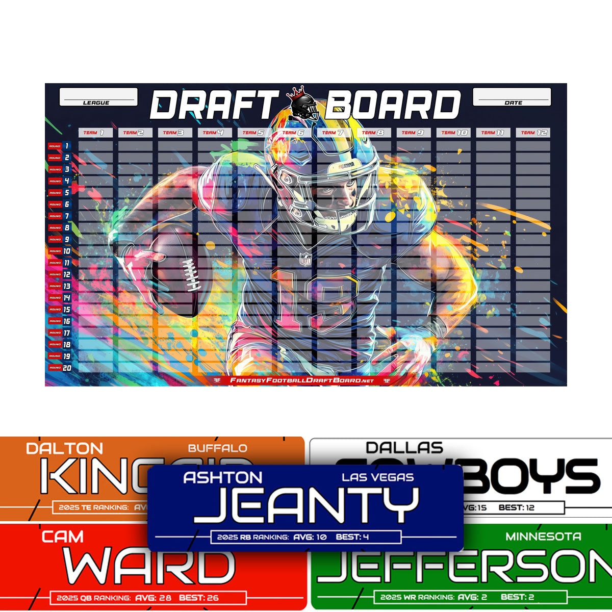 ColorRush - 2025 Fantasy Football Draft Board Kit (new)
