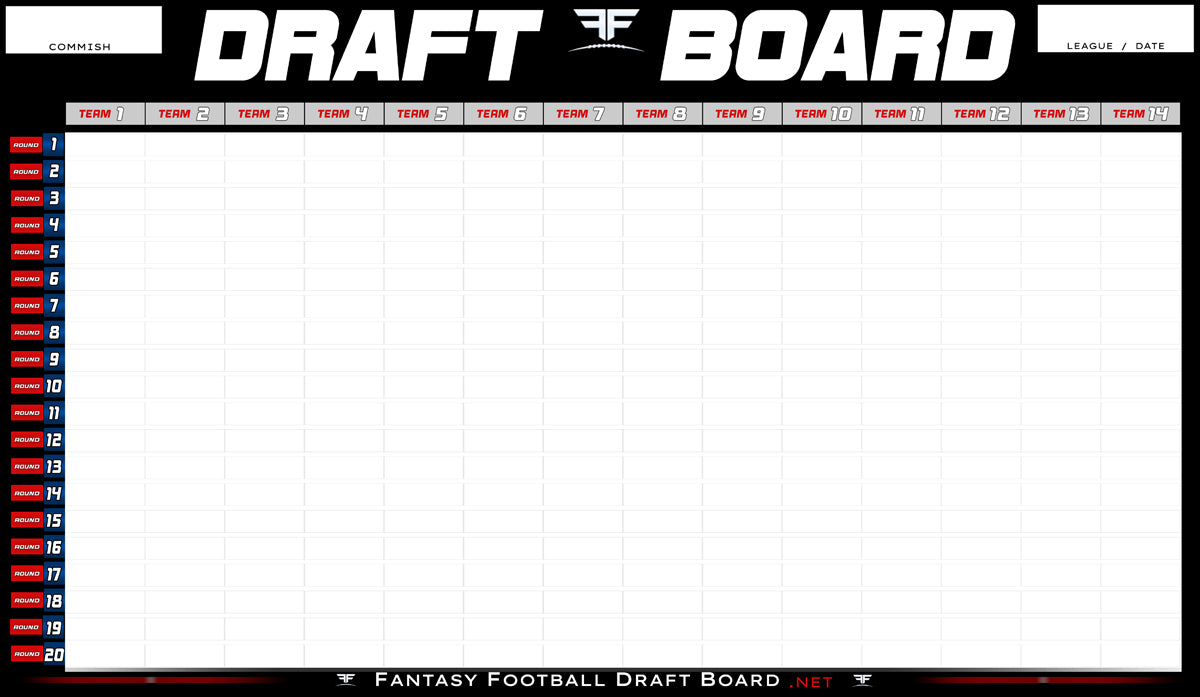Commish Choice 2026 Fantasy Football Draft Board Kit
