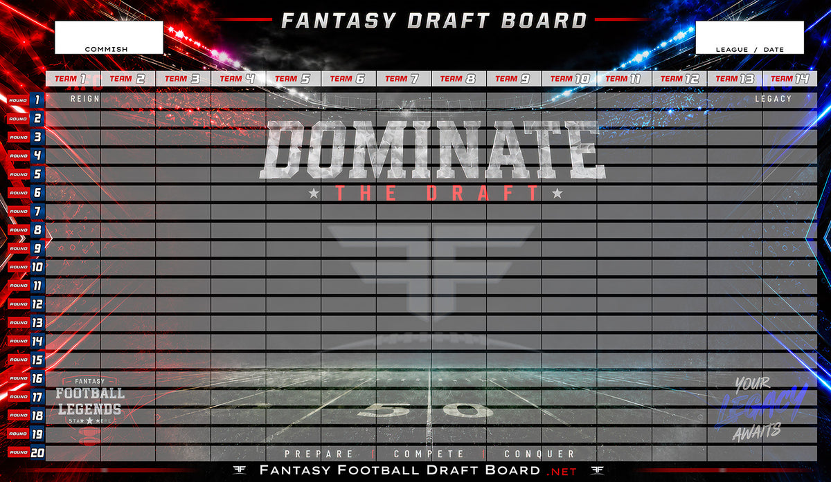2026 Fantasy Football Draft Board Kit: DOMINATION
