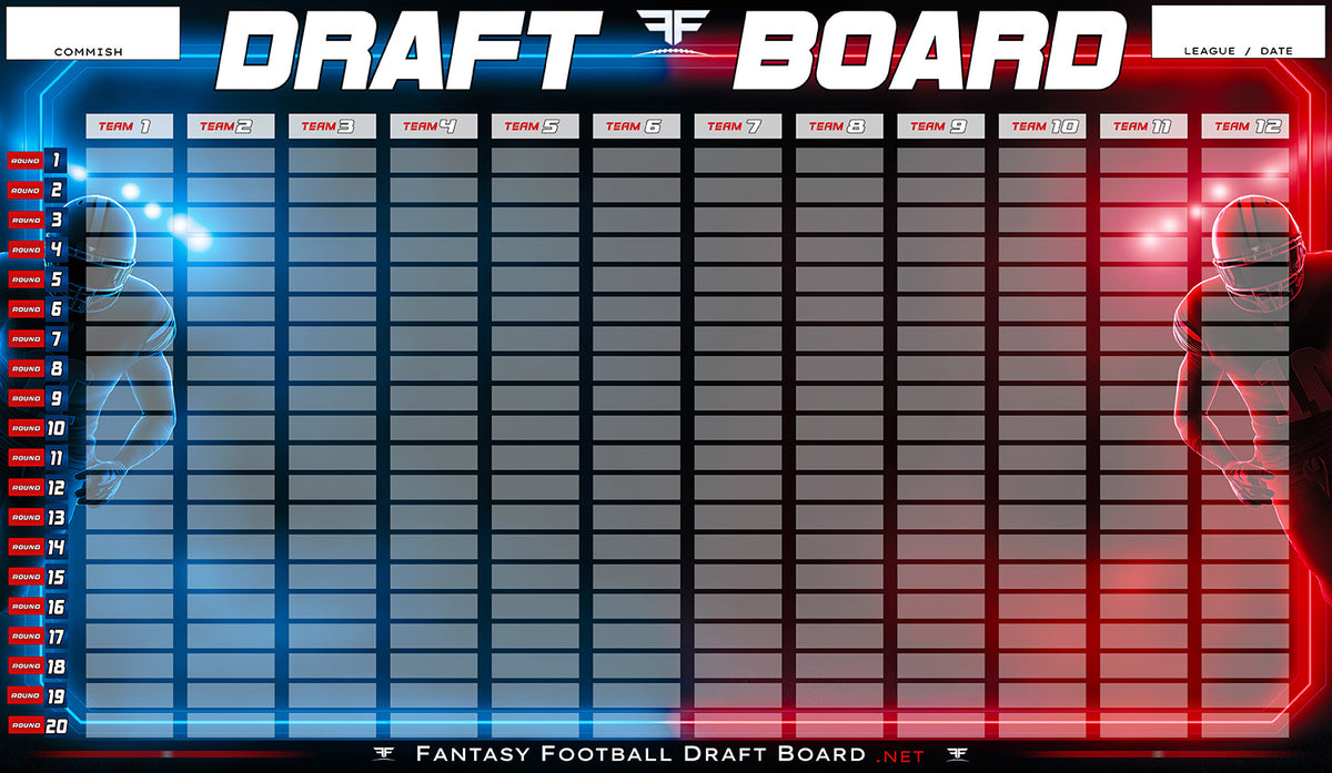 Sunday Warfare 2026 Fantasy Football Draft Board Kit